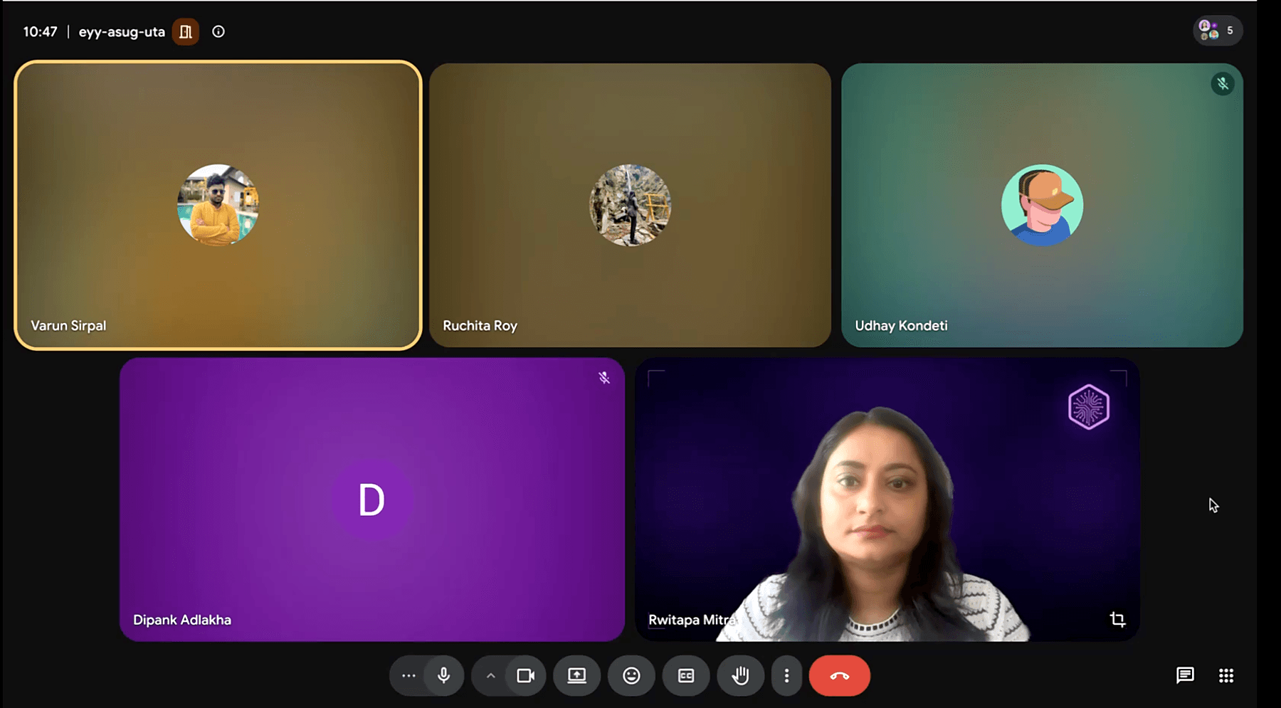 Cohort 1 of the Champion Sprint live on a video call, analysts building together